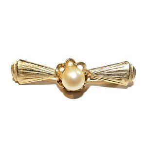 Vintage DuBARRY FA Brooch Gold Tone Faux Pearl